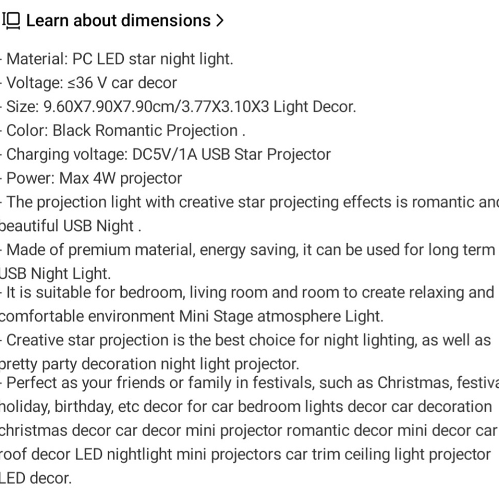 USB Moon & Stars Night Light w/ Auto-Rotating Projector, Touch Control - Picture 12 of 12
